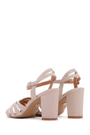 Women's Beige Thick Heeled Sandals | Derimod