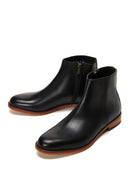 Men's Black Leather Zippered Classic Boots | Derimod