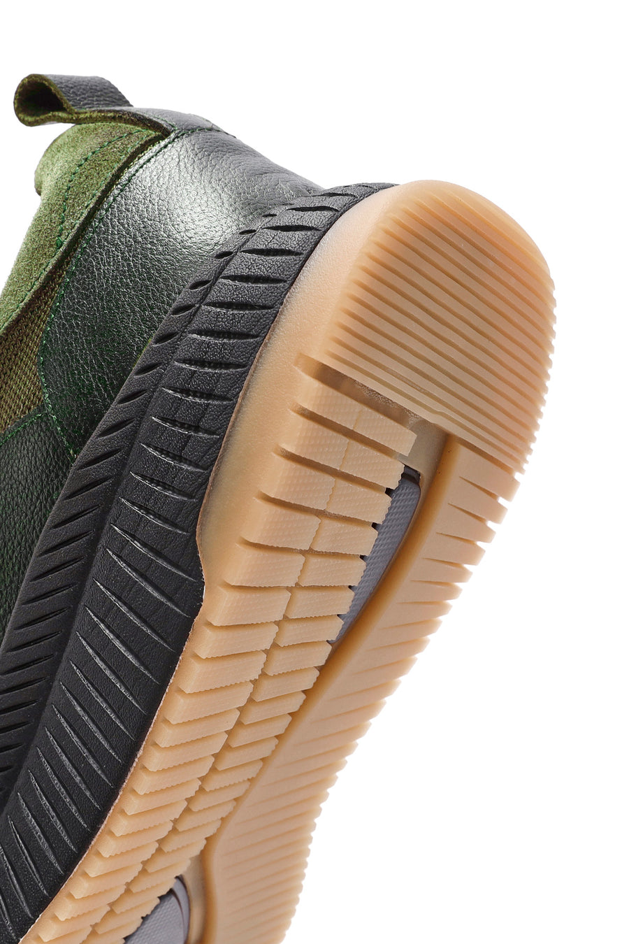 Erkek Haki Bağcıklı Deri Sneaker