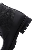 Men's Black Leather Zippered Casual Boots | Derimod