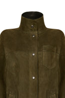 Los Angeles Woman Green Suede Coat | Derimod