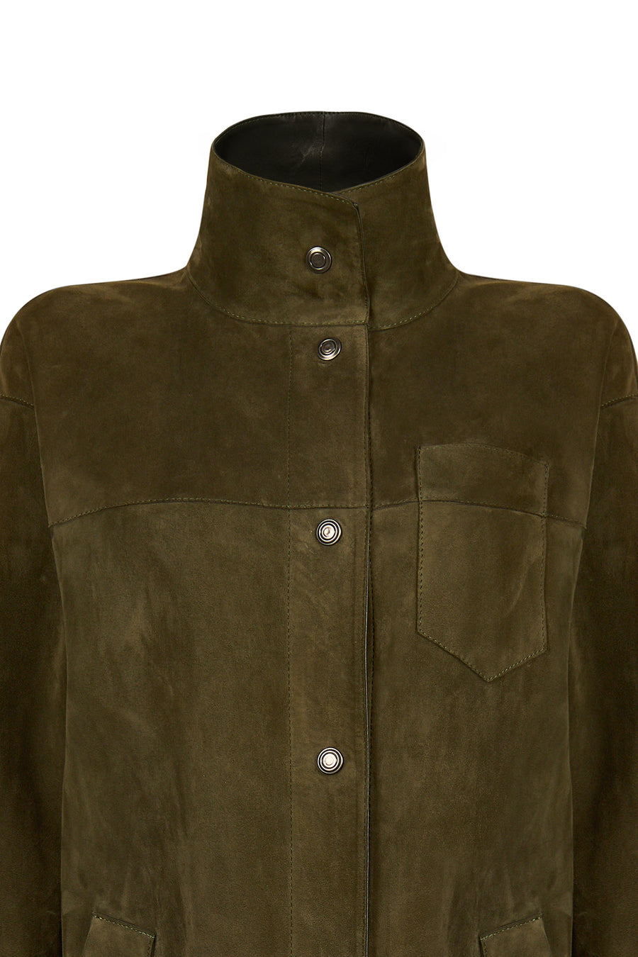 Los Angeles Woman Green Suede Coat