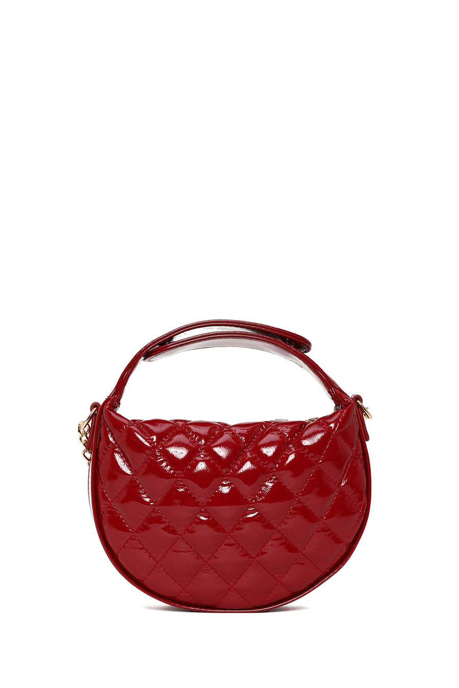 Woman Red Long Strap Quilted Mini Evening Bag