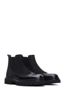 Men's Black Leather Chelsea Boots | Derimod