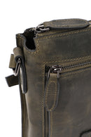 Men's Khaki Leather Messenger Bag | Derimod