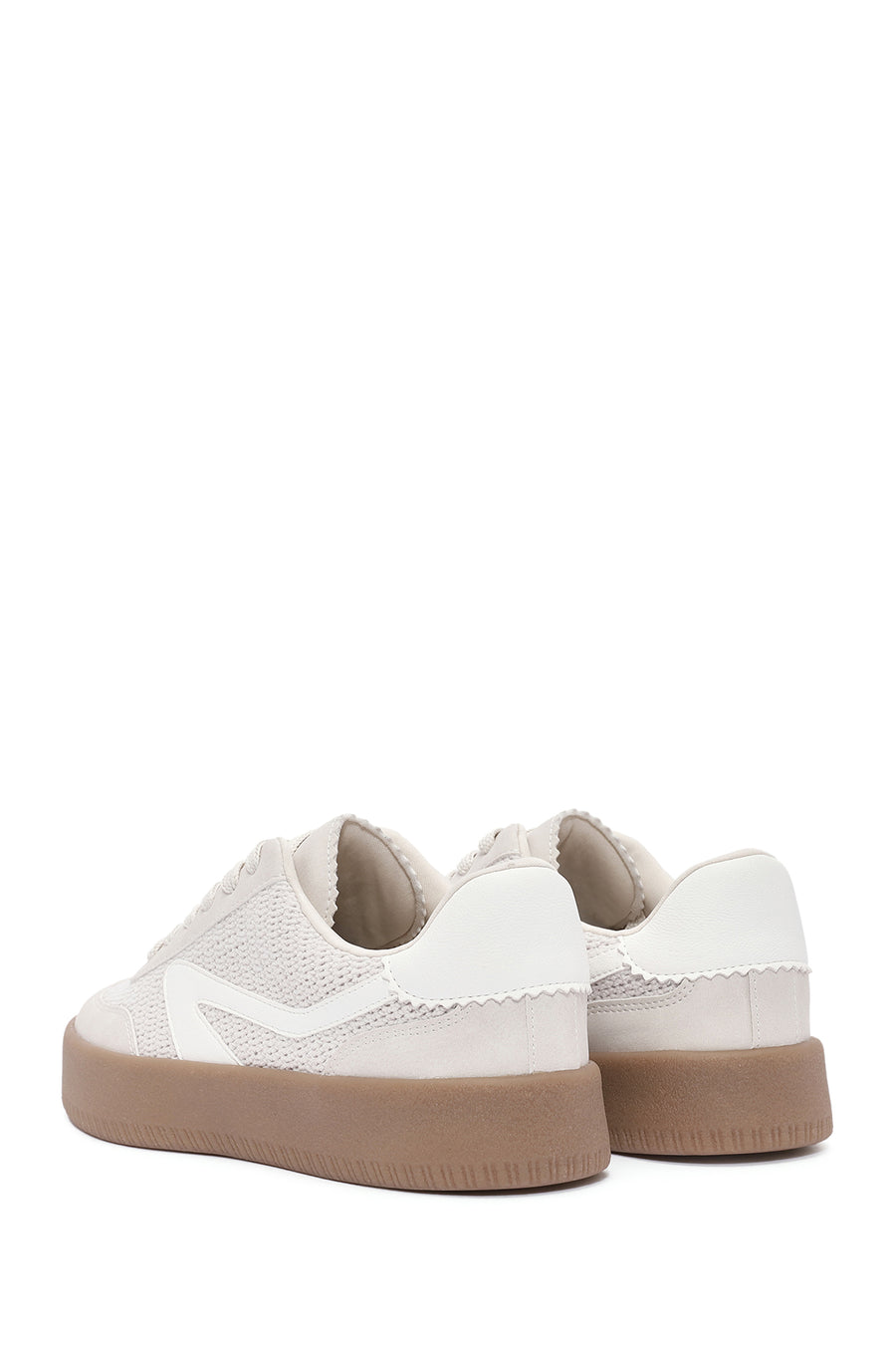 Women's Beige Lace-Up Chunky Sole Sneakers