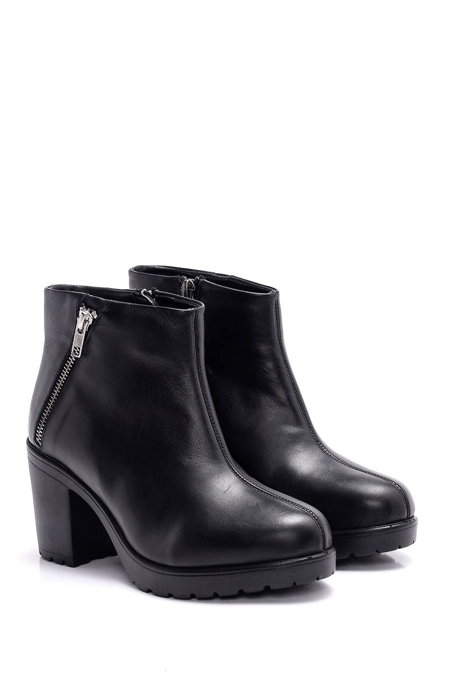 Zippered Women's Leather Boots