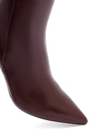 Woman Burgundy Zip Closure High Thin Heel Leather Boots | Derimod
