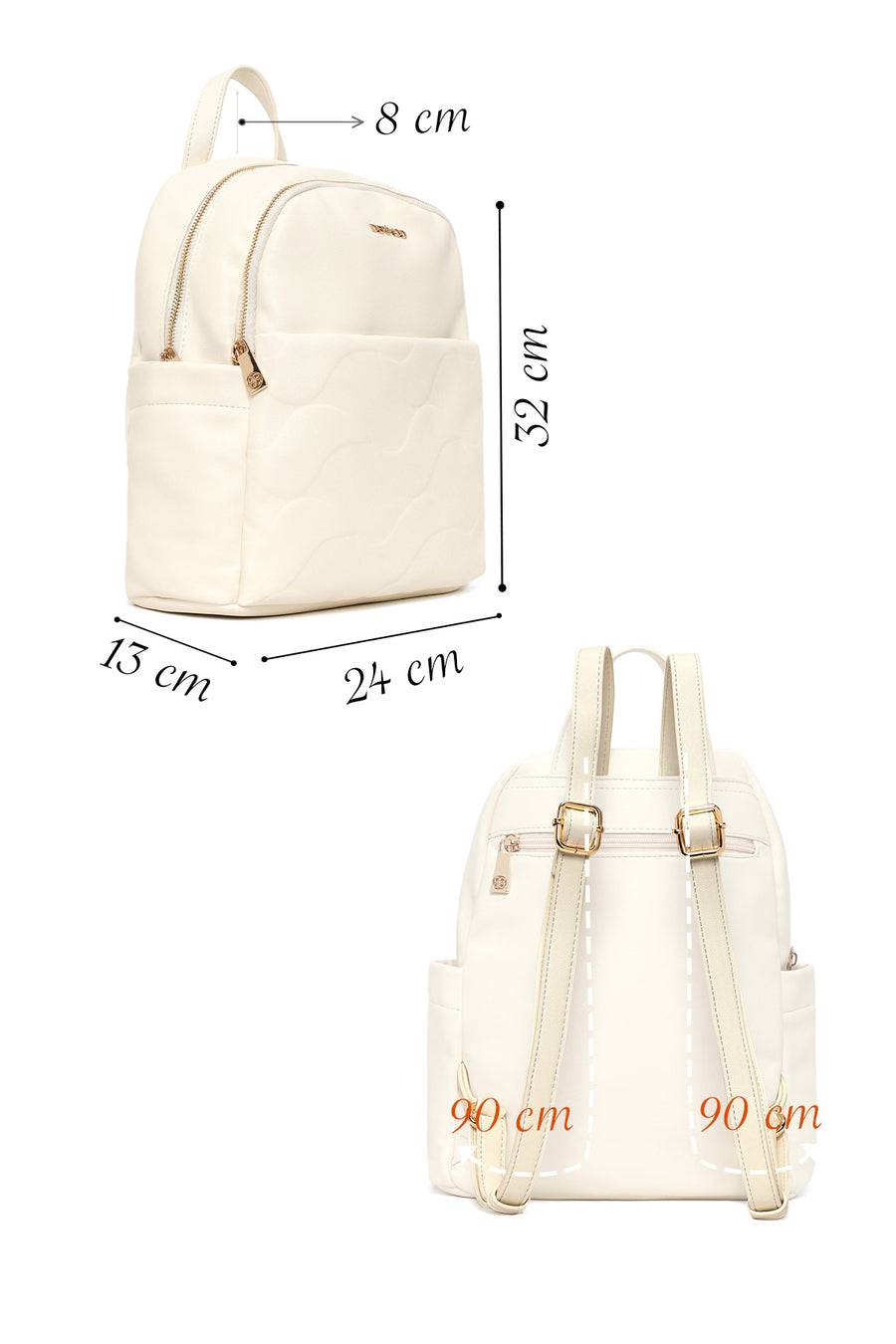 Woman Cream Printed Backpack