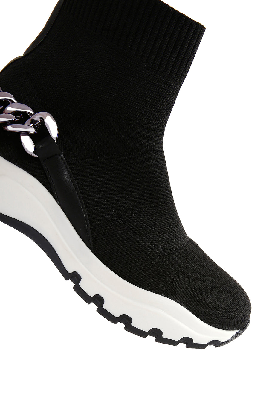 Women's Black Ankle Sneaker Boots with Chain Accessories