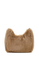 Women's Beige Long Strap Plush Shoulder Bag | Derimod