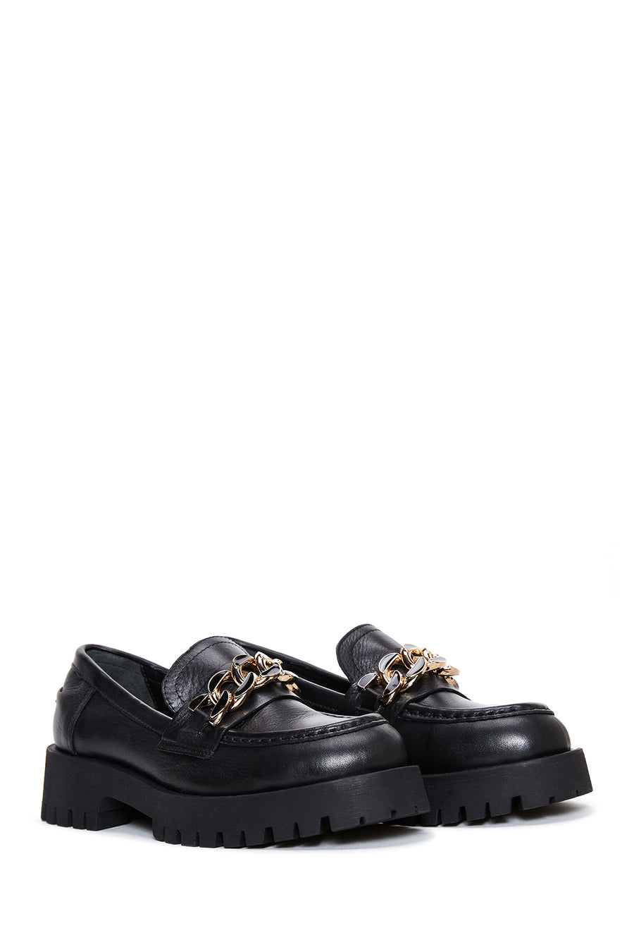 Women's Leather Chain Loafer