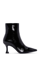 Women's Black Patent Leather Thin Heeled Boots | Derimod