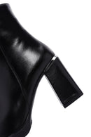 Woman Black Zip Closure Thick-Heeled Leather Boots | Derimod