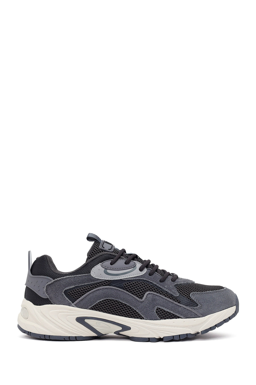 Male Gray Lace-Up Thick-Soled Leather Sneaker WM68007065 | Derimod