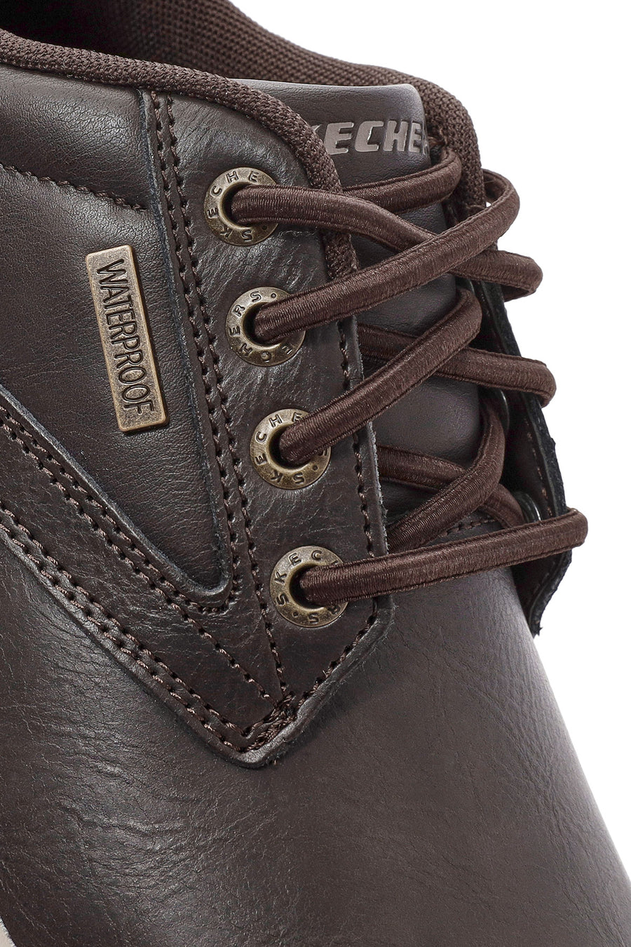Skechers Men's Brown Delson Lace-Up Leather Casual Shoes