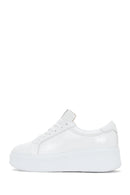 Women's White Thick Sole Side Zipper Leather Sneaker | Derimod