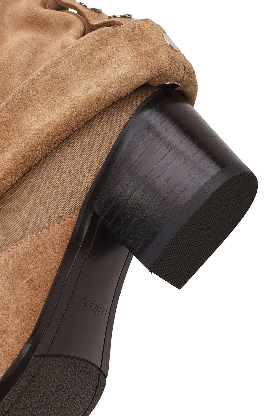 Woman Beige Chunky-Heel Suede Boots