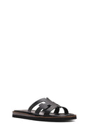 Women's Black Leather Slippers | Derimod