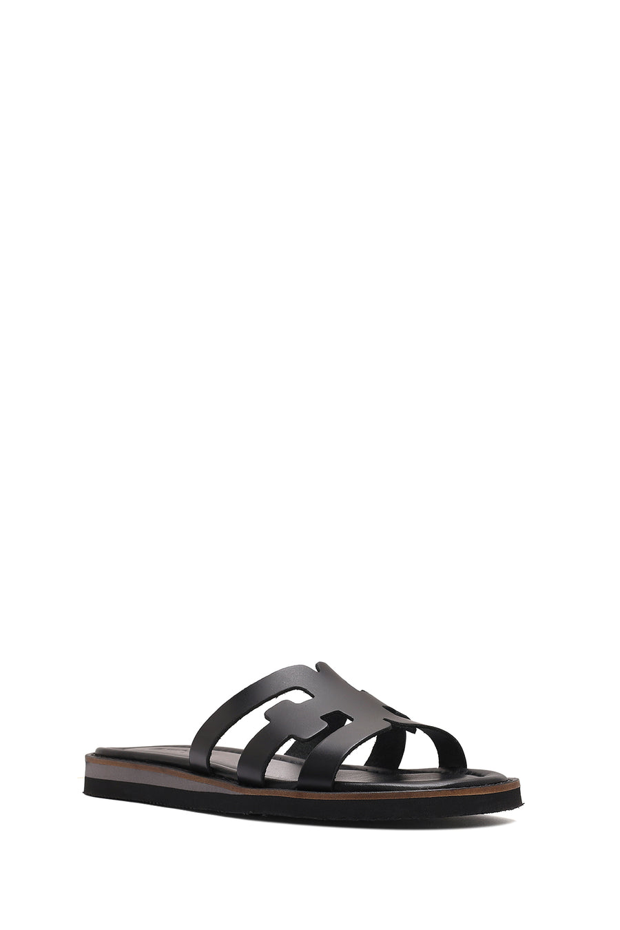 Women's Black Leather Slippers