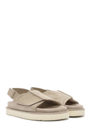 Women's Beige Strappy Suede Leather Sandals | Derimod