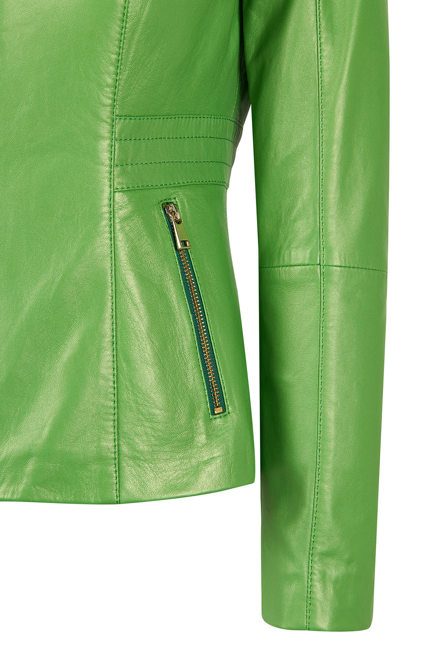 Lydia Woman Green Short Leather Jacket