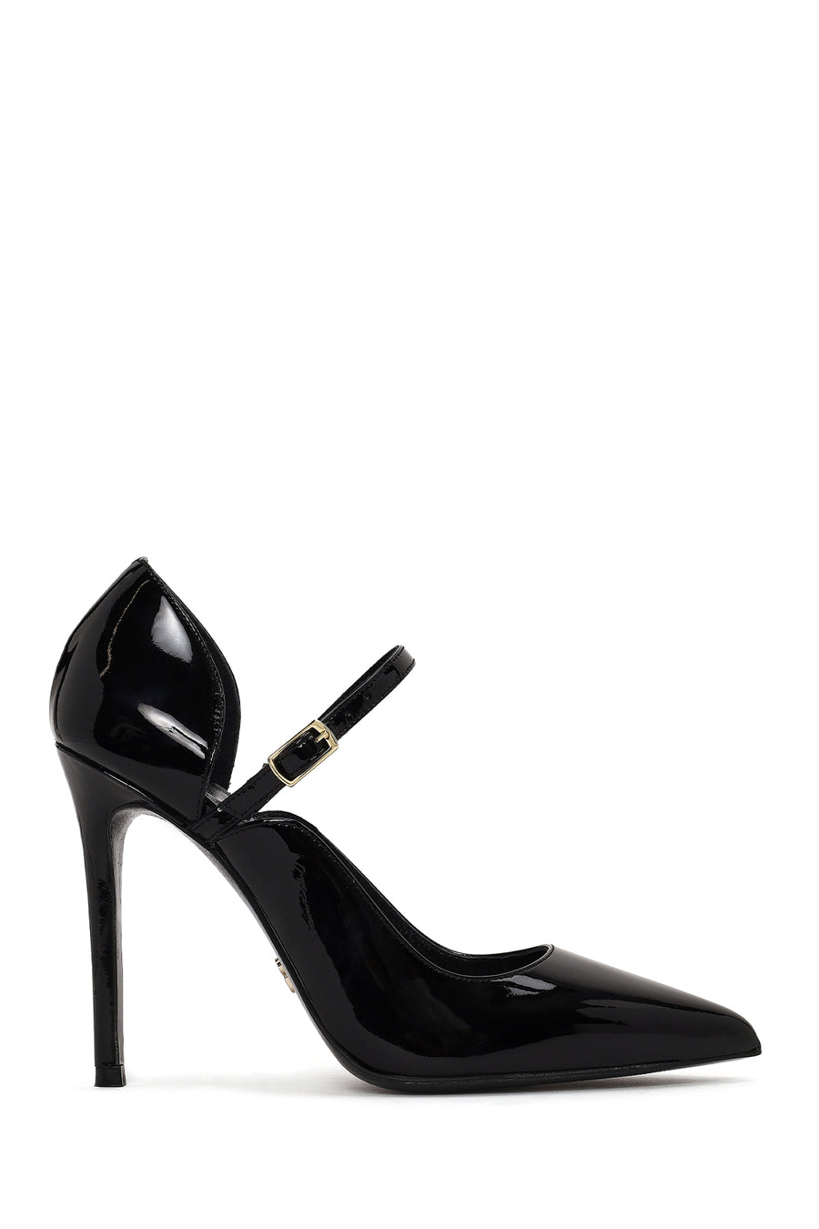 Woman Black Buckled High Thin-Heeled Patent Leather Leather Shoes AF110007DR | Derimod