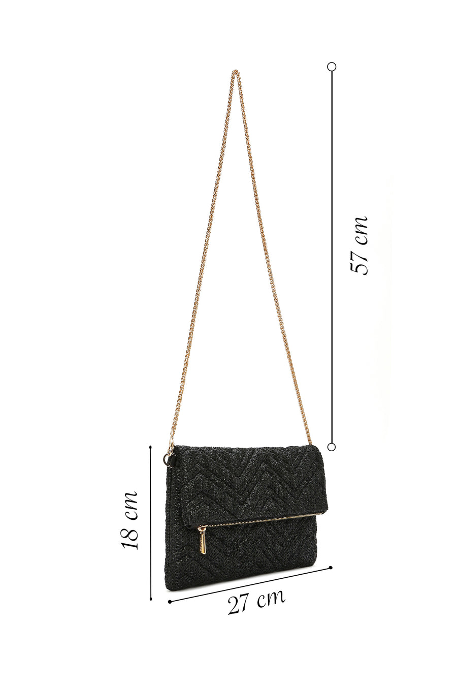 Women's Black Long Chain Strap Clutch Bag