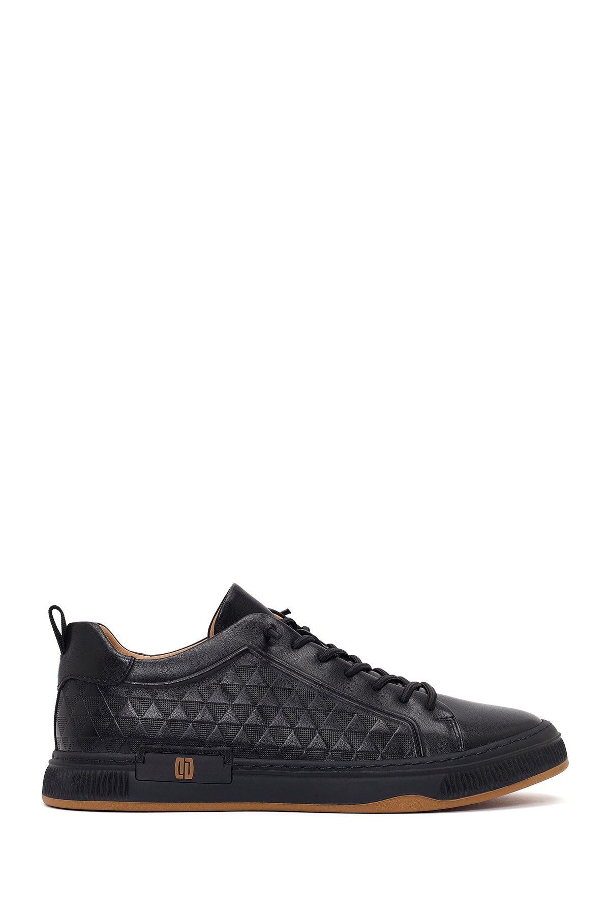 Erkek Siyah Bağcıklı Baskılı Deri Sneaker 26SFD698618 | Derimod