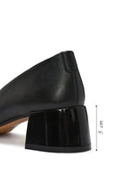 Women's Black Buckle Detailed Low Thick Heel Leather Shoes | Derimod