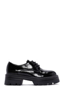 Women's Black Patent Leather Masculine Loafer | Derimod