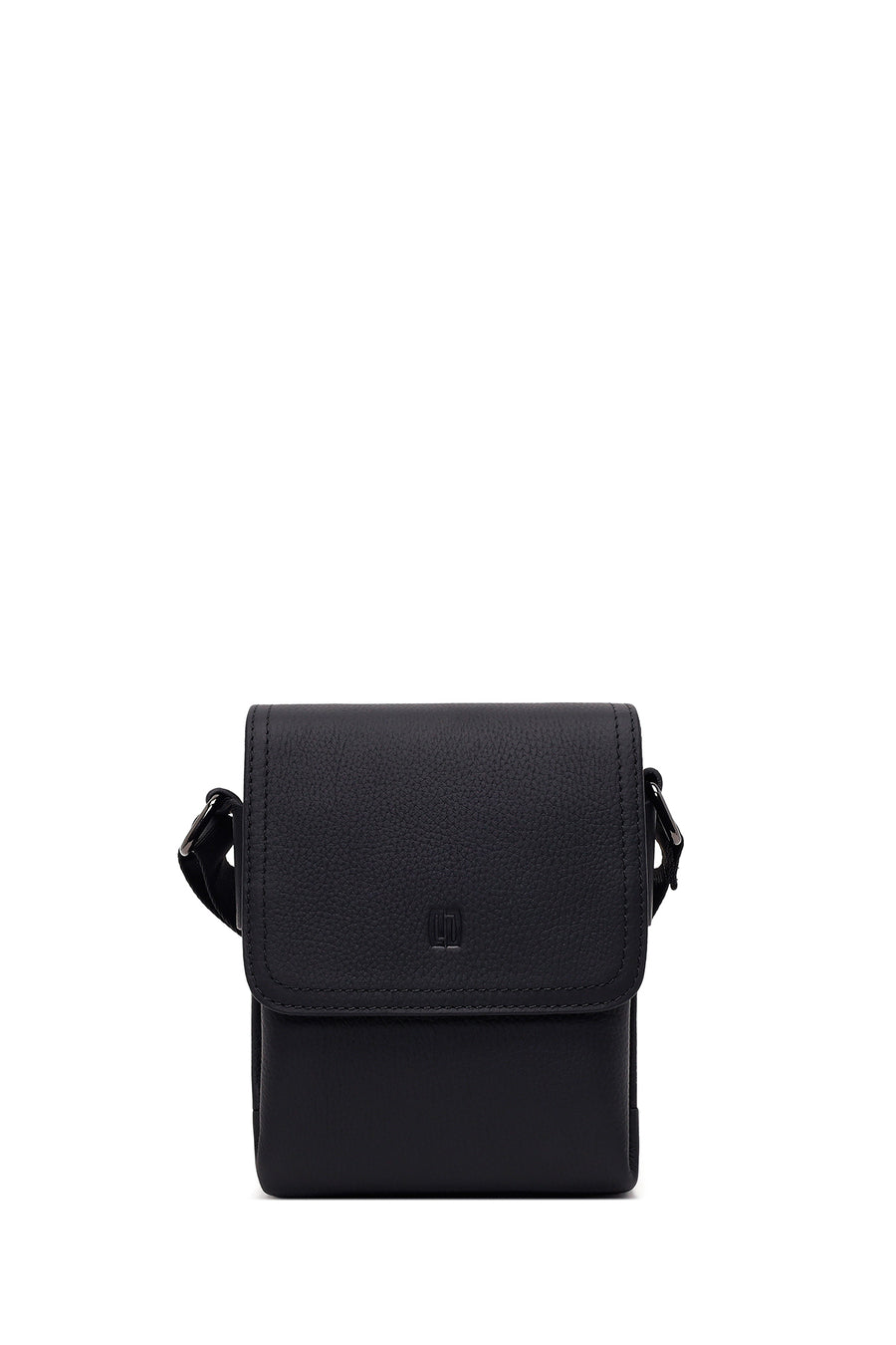 Male Black Long-Strap Leather Messenger Bag