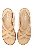 Kadın Bej Deri Comfort Sandalet | Derimod