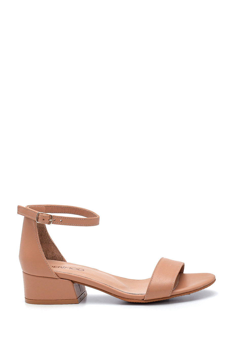 Women's Short Heeled Leather Sandals 21SFD272318 | Derimod
