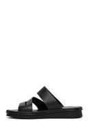 Women's Black Leather Slippers | Derimod