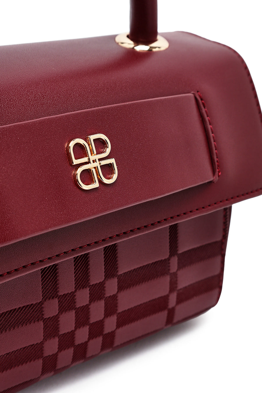 Woman Burgundy Long-Strap Printed Crossbody Bag