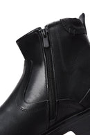 Men's Black Leather Zippered Boots | Derimod