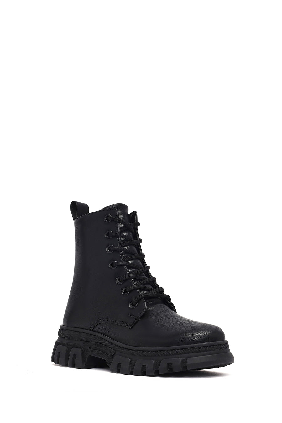 Woman Black Zippered Combat Boots