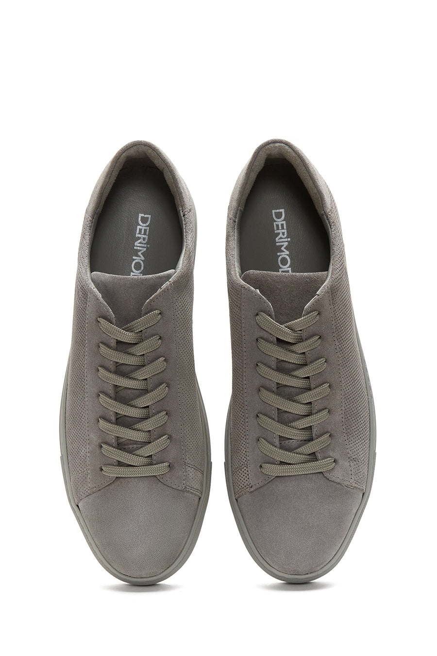 Erkek Gri Deri Süet Sneaker