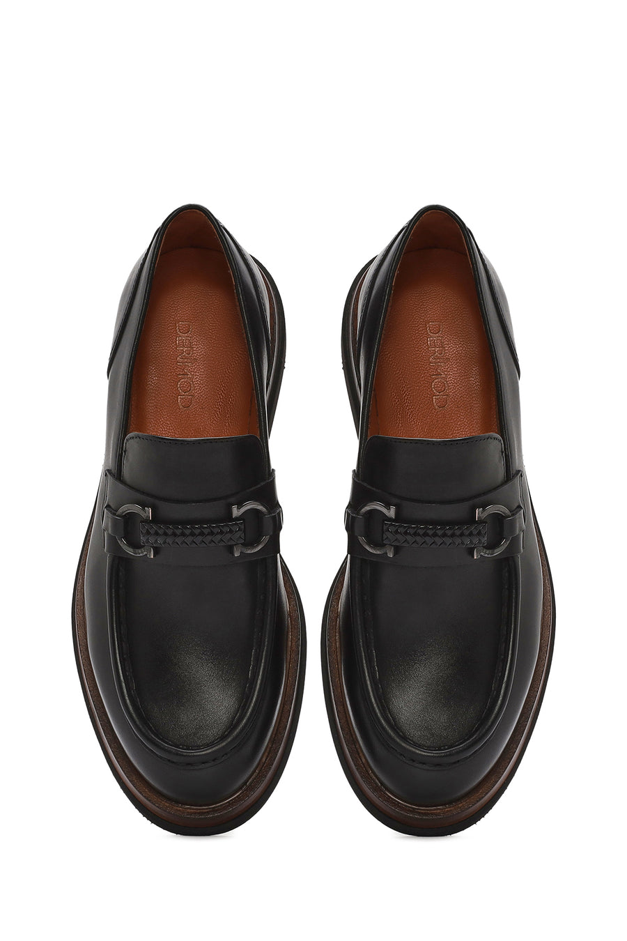 Men's Black Buckle Leather Casual Loafer