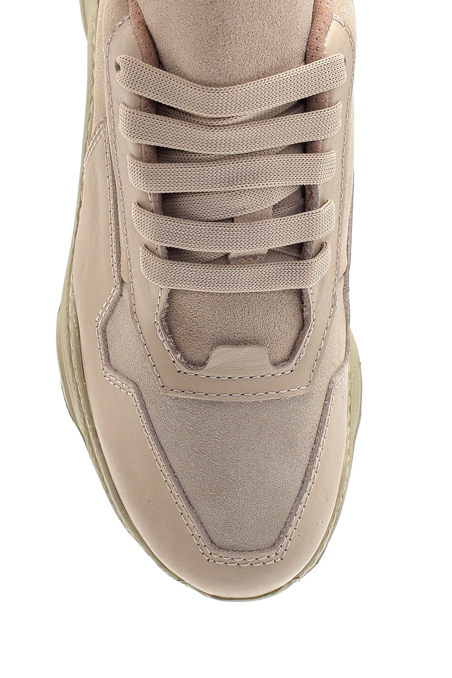 Kadın Bej Deri Yüksek Taban Sneaker