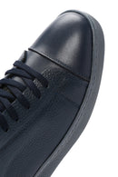 Men's Navy Blue Leather Sneaker | Derimod