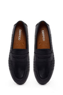 Woman Black Patterned Leather Loafer | Derimod