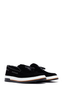 Erkek Siyah Püsküllü Süet Deri Casual Loafer | Derimod