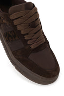 Woman Brown Lace-Up Chunky-Sole Patterned Leather Sneaker | Derimod