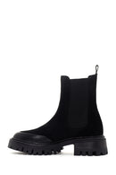 Women's Black Suede Leather Chelsea Boots | Derimod