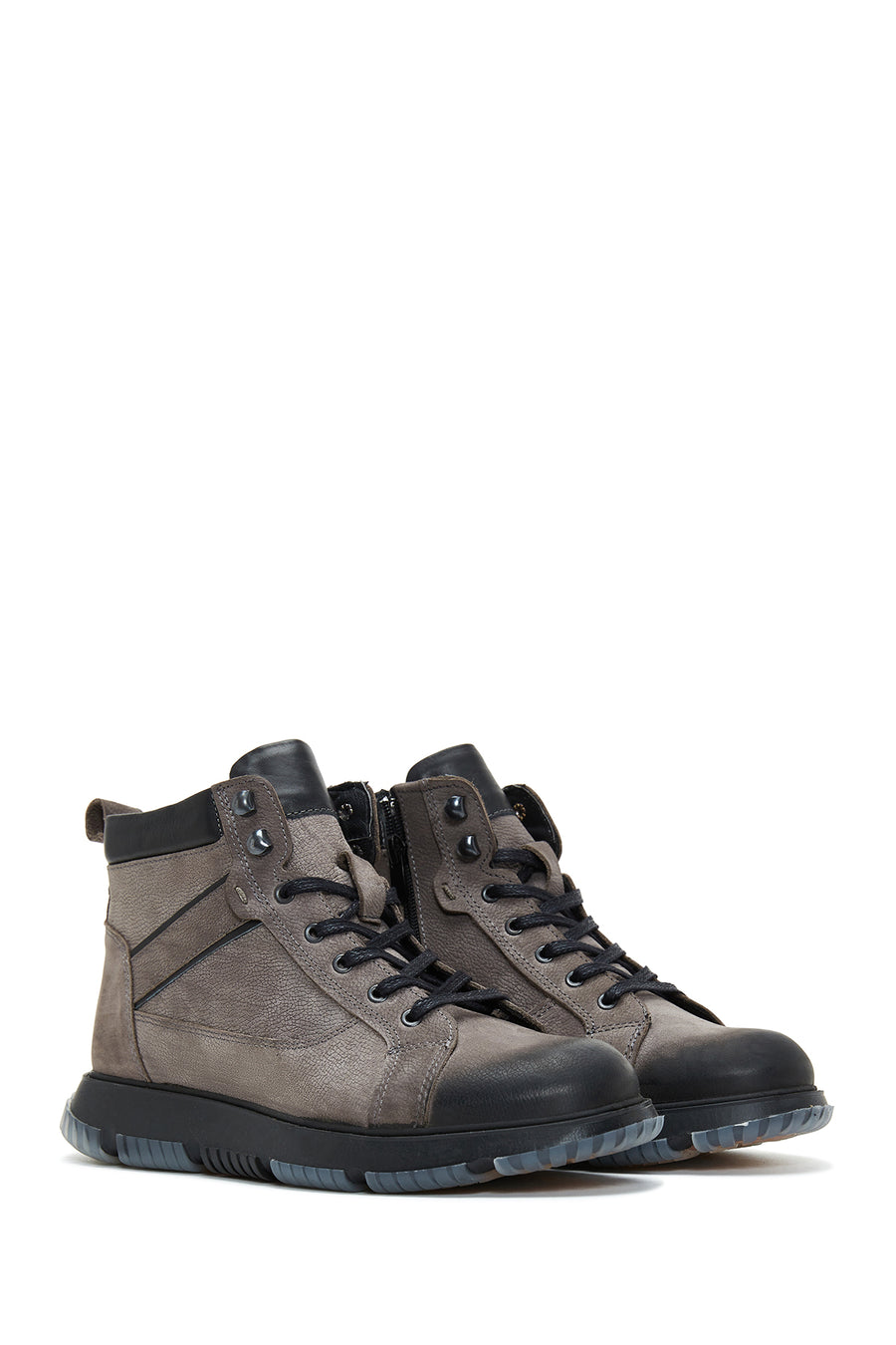 Men's Gray Leather Casual Boots