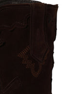 Woman Brown Thick-Heeled Patterned Suede Cowboy Boots | Derimod