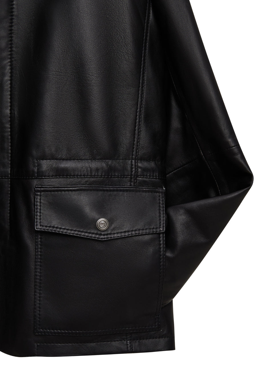 Salah Men's Black Shirt Collar Leather Jacket