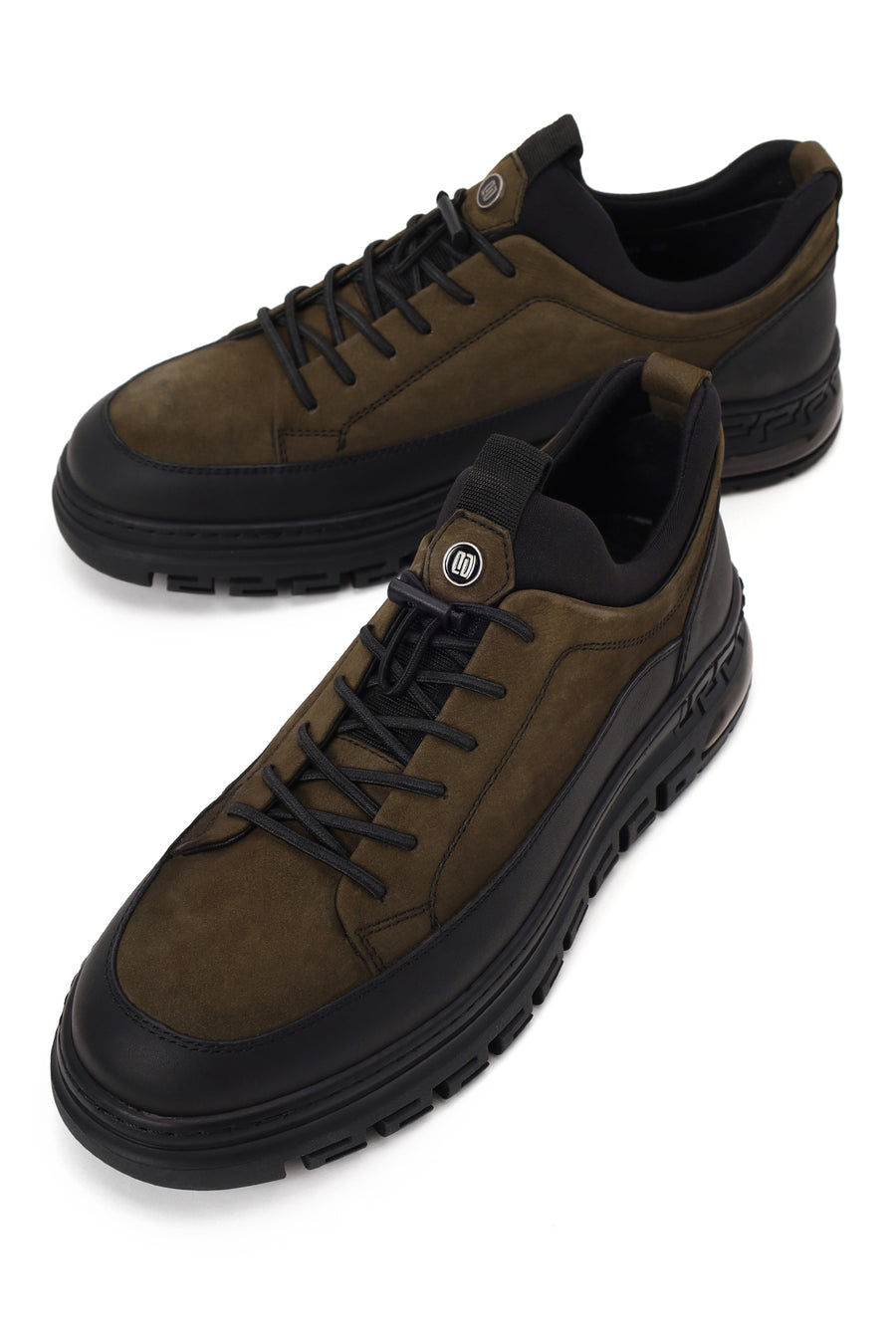 Erkek Haki Bağcıklı Nubuk Deri Sneaker
